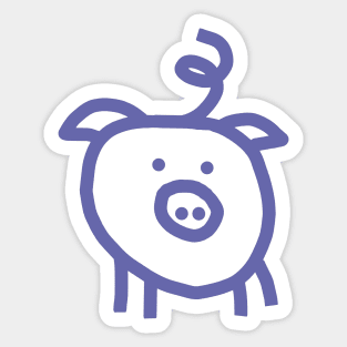 Very Peri Periwinkle Blue Line Animals Cute Pig Color of the Year 2022 Sticker